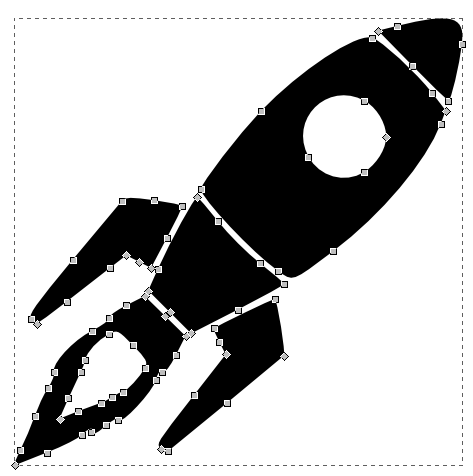 Published traced rocket showing editable nodes around the outline and window