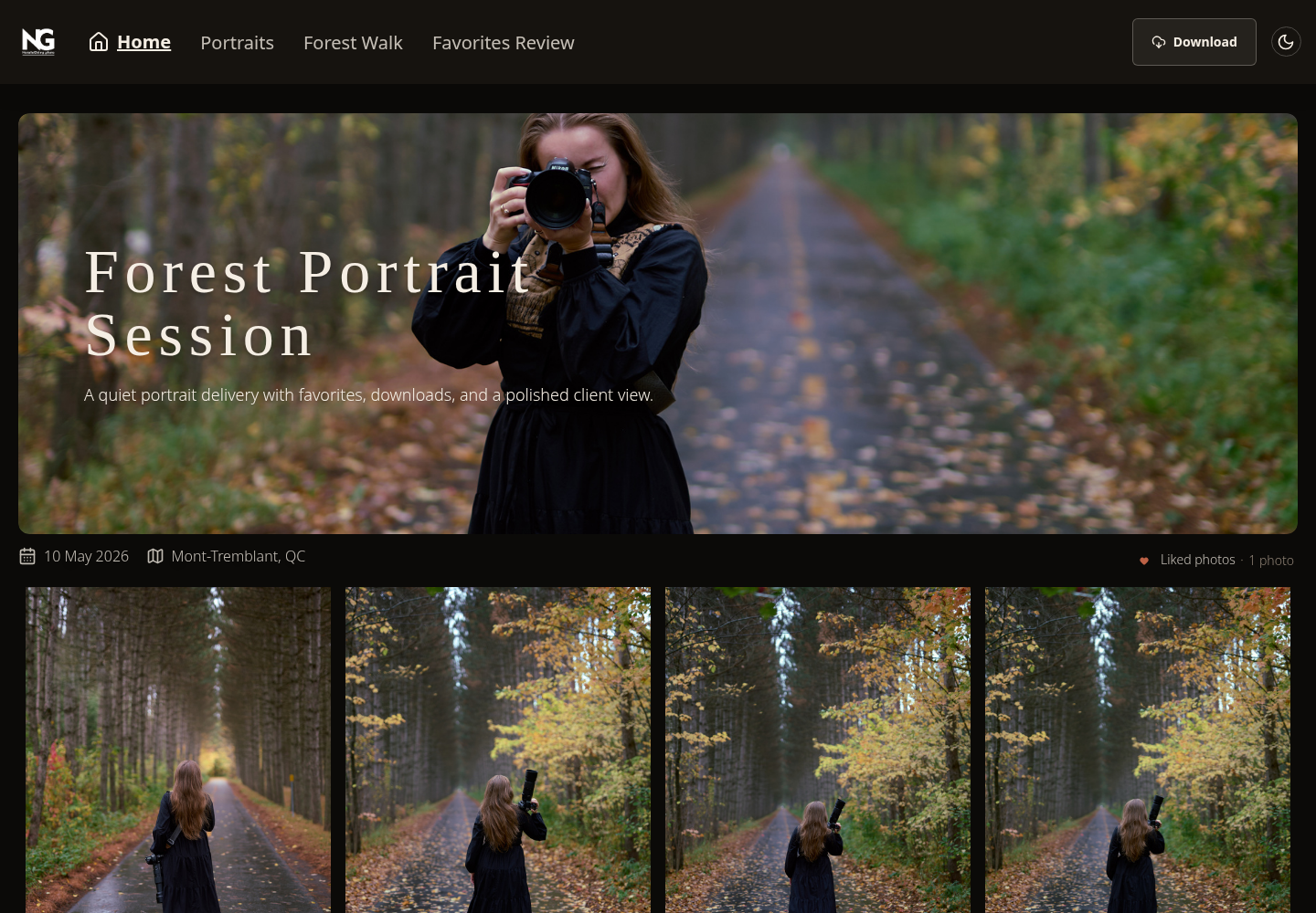 A real SendPhoto client gallery with photos arranged for browsing
