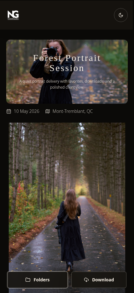 SendPhoto mobile gallery for a portrait session