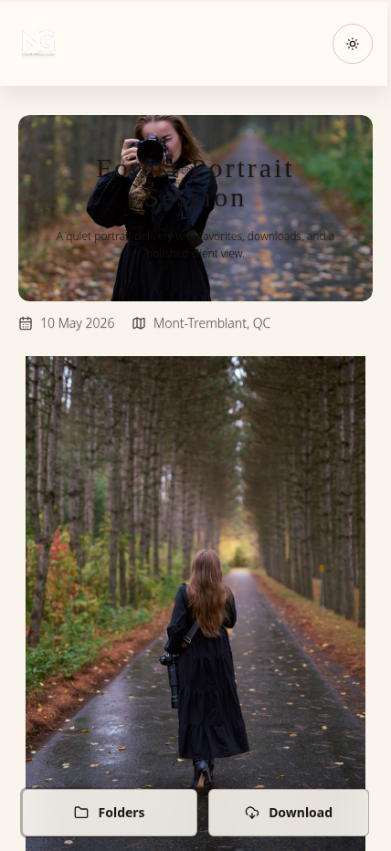 SendPhoto mobile gallery for a portrait session