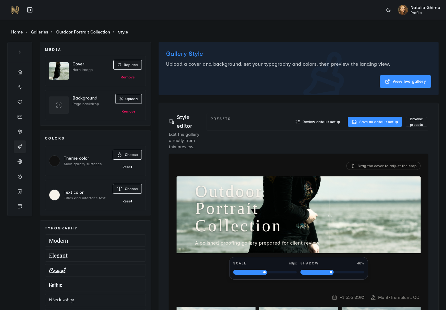 SendPhoto styling and public home page controls