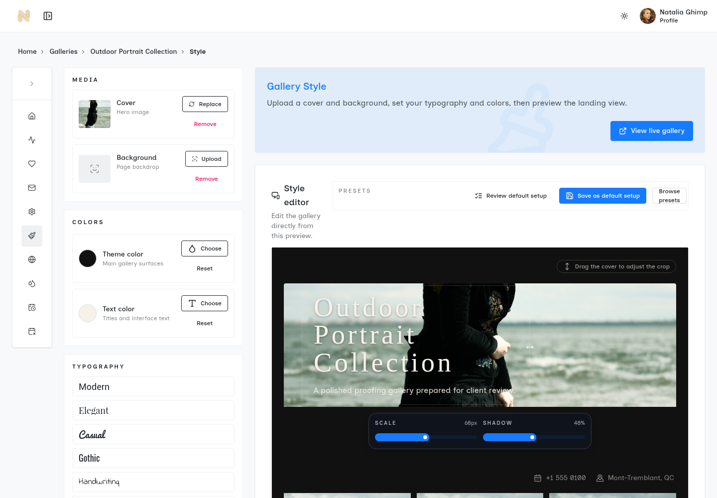 SendPhoto styling and public home page controls