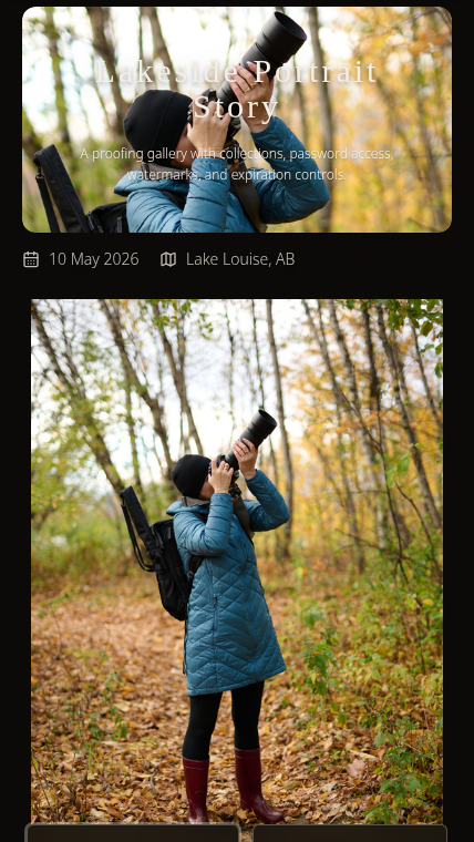SendPhoto mobile client gallery delivery